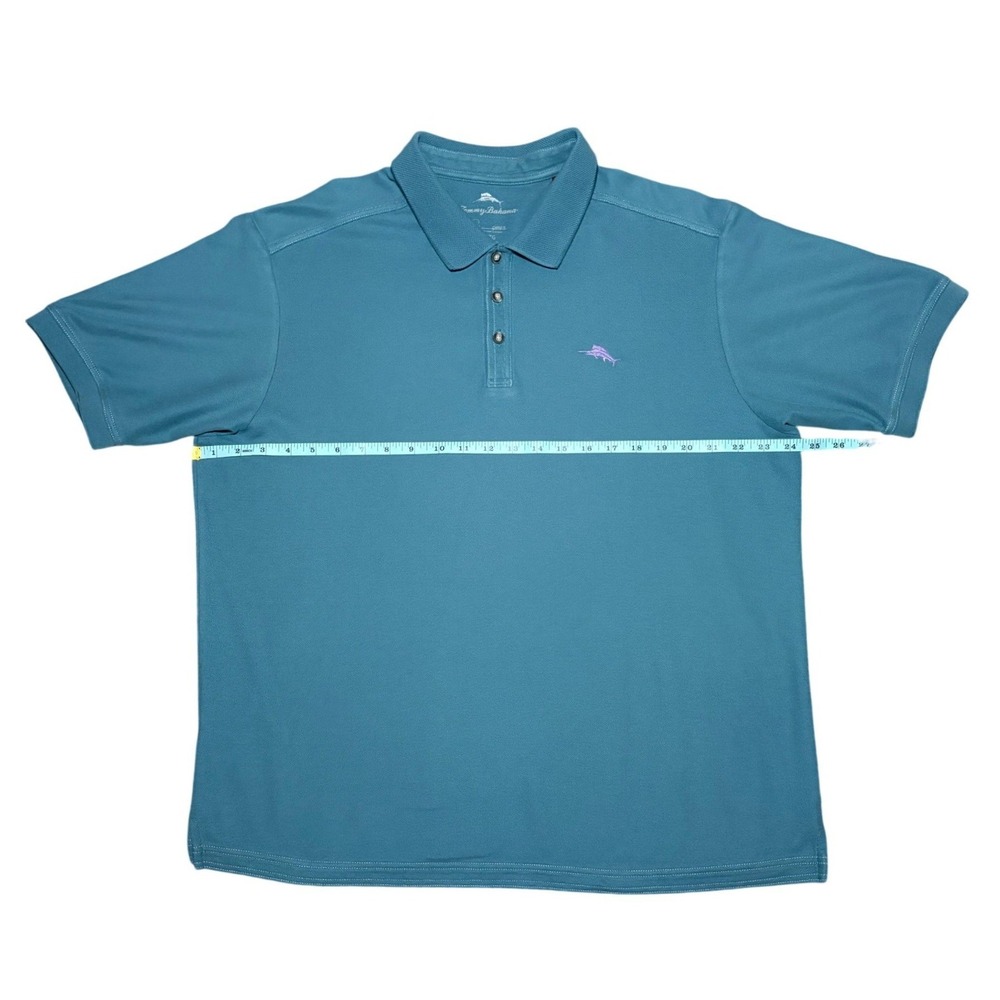 Tommy Bahama Polo Shirt Teal Blue Short Sleeve Supima Blend Mens XL - Picture 5 of 10